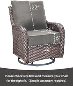 Luxury 22x24/22x25 6-Inch Outdoor Chair Cushions Set of 4 - Heavy Duty Water-Resistant Comfortable Cushion for Patio Furniture Set Dining Gliding Rocking Chairs Loveseat L-Shape Sofa - Grey