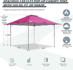 EAGLE PEAK 13x13 Straight Leg Pop Up Canopy Tent Instant Outdoor Canopy Easy Single Person Set up Folding Shelter w/Auto Extending Eaves 169 Square Feet of Shade (Light Pink)
