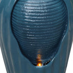 Teamson Home 32 in. Outdoor Contemporary Glazed Contoured Vase Water Fountain with LED Lights to Create a Calming Oasis in Gardens and Landscaping, on Patios, Balconies, Lawns, Teal Blue
