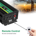 Pure Sine Wave Inverter,3000W 12V to 110V Power Inverter Converter,USB Output LCD Display for Household Home Car RV Camping Use W/Protective Cap