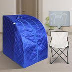 Smartmak Portable Infrared Sauna, Full Size1 Person Far Infrared Sauna Tent, with Heating Foot Pad, Upgrade Chair (L 27.6’’ x W 31.5’’ x H 37.8’’, Blue)