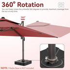 10x13 FT Patio Umbrella, Large Cantilever Rectangular Double Top Heavy Duty Offset Umbrellas with 360° Rotation, Outdoor shade for Garden Deck Pool Patio, Red