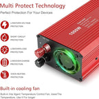 Fancy Buying 1000W/2000W(Peak) Power Inverter for Vehicles, DC 12V to 110V AC Converter with Dual AC Outlets and Dual USB Car Charger for Car Laptop Computer