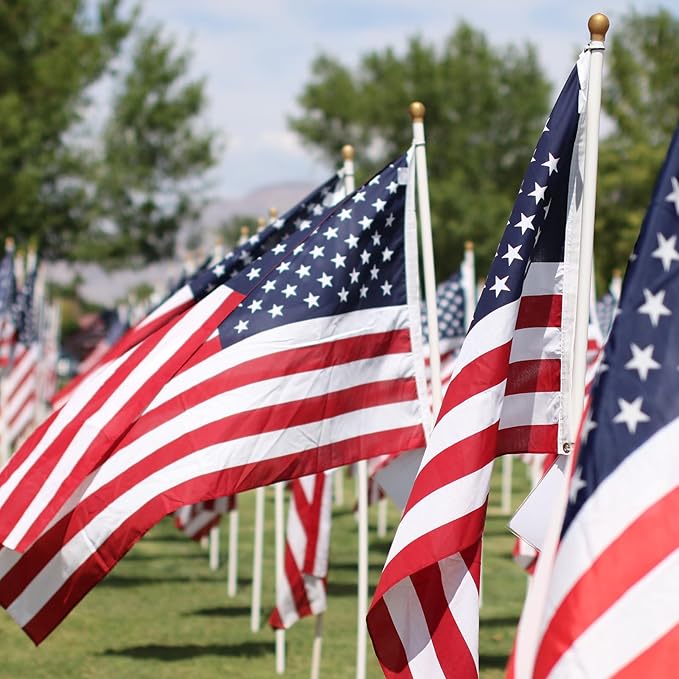 American Flag 3x5 FT Outdoor -USA Heavy Duty Nylon US Flags Long Lasting US Flag with Embroidered Stars, Sewn Stripes & Brass Grommets Water-Resistant Perfect for Outdoor Use All Weather USA Flag
