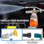 Pressure Washer Foam Cannon Accessory, Dual-Connector for Foam Sprayer with 7 Pressure Washer Tips, Car Wash Sprayer with 1/4" Quick Connect, Foam Cannon Dual Connector Accessory
