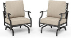 HERA'S HOUSE Outdoor Chairs Set of 2, 2 x Patio Chair with Beige Cushions, All Weather Outdoor Furniture for Lawn Garden Backyard Deck(Rocking Chairs)
