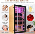 One Person Sauna Far Infrared Saunas Room Canadian Hemlock 1450W Dry Saunas Spa with 7 Starry Sky Light 33.5 * 33.5 * 70.8inch
