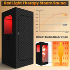 Infrared Sauna Box for Home, Portable Steam Saunas Indoor with 660nm Red Light Therapy Lamp, 3L Steamer, Folding Chair, Large Personal Full Body Sauna Spa Tent, 15 Levels
