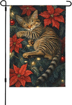 Christmas Cat Garden Flag Vertical Double Sided Outdoor Yard Flags 12.5x18 Inch Burlap Banners Vertical Double Sided for Outdoor Decor Lawn