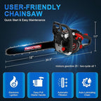 62cc Gas Chainsaw, 3.5-HP, 18 Inch Chain Saw, Gas Powered Chainsaws, 2-Stroke Gasoline Power Chain Saws with Automatic Oiler for Wood Cutting, Easy-Start, Black