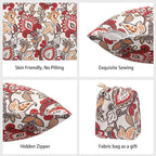 Magpie Fabrics Pack of 2 Outdoor Waterproof Throw Pillow Covers 18 x 18 Inch, Christmas Decorative Cushion Sham Pillowcase Shell for Garden Patio Tent Balcony Couch Sofa(Floral Red Orange)