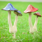 Mushroom Yard Decor - 2pcs Ceramic Mushroom Statue for Garden, Fairy Garden Stakes Ceramic Lawn Ornament Decor Plants Stake
