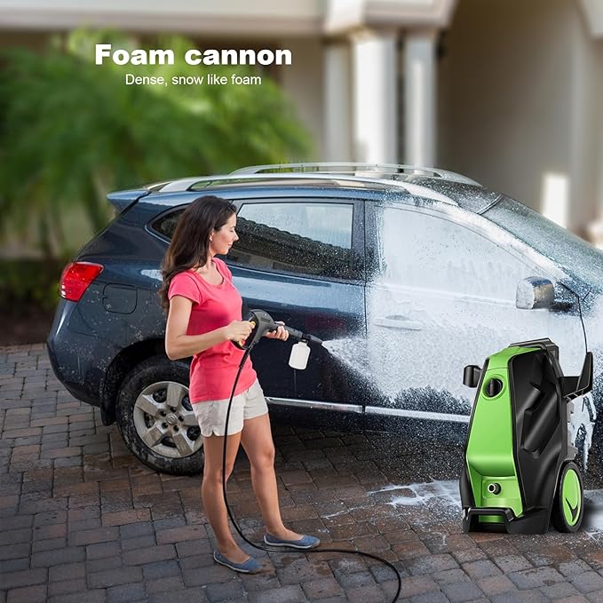 5000PSI Electric Pressure Washer with 33FT Hose 4.0GPM Power Washers Electric Powered Professional High Pressure Cleaner Machine, Foam Cannon, 4 Tips, powerwashers for Home Cars, Green