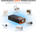 2000W Pure Sine Wave Inverter, Car Power Inverter 12V to 110V 120V, DC to AC Converter Generator with AC Outlets 3.0A USB Type-C, Remote Controller LCD Display Truck Inversor for Vehicles, RV