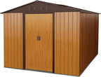10 x 8 FT Outdoor Storage Shed, Metal Garden Shed with Floor Frame, Large Tool Shed Outdoor Storage with Lockable Sliding Doors & Air Vents, Storage House Waterproof for Backyard, Lawn, Coffee