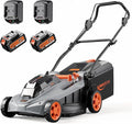 Keenstone Cordless Lawn Mower, 17" Electric Lawn Mower with Direct-Drive Brushless Motor, 2 x 20V 4.0Ah Battery, 6 Position Height Adjustable Push Mower for Yard & Thick Grass(35min Runtime)