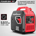 PowerSmart 2500-Watt Portable Gas Inverter Generator, Super Quiet, High Fuel-Efficient Generator, Lightweight, CARB Compliant PS5025