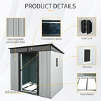 6X5 FT Outdoor Storage Shed, Waterproof Metal Garden Sheds with Lockable Door, Steel Tool Storage Buildings Shed & Outdoor Storage House for Garden, Backyard, Patio, Lawn, Trash Cans(White + Black)