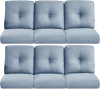Pop 22x25/22x24 Outdoor Furniture Cushions Set of 6 - Comfortable Patio Chair Cushion for Rattan Wicker Dining Rocking Swivel Chairs Loveseat Couch L-Shape Sectional Sofa - Baby Blue/Button