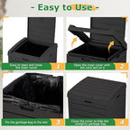 31 Gallon Outdoor Trash Can, Waterproof Resin Garbage Can with Lid and Drip Tray Easy Cleaning Kitchen Waste Bin Patio Waste Bin for Garden, Backyard, Deck and Office, Black