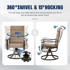 UDPATIO Patio Swivel Dining Chairs Set of 6, Outdoor Swivel Chairs High Back with All Weather Padded Textilene, Metal Rocking Frame for Lawn Garden, Brown