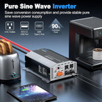 2000 Watt Pure Sine Wave Inverter 12v DC to 110v 120v AC Converter,4000W Peak Power Inverter with 4 AC Outlets,USB Port,Type-C,Remote Control LCD Display for Truck, RV, Vehicles, Solar Off-Grid