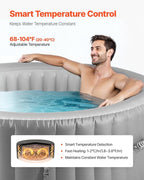 VEVOR Inflatable Hot Tub, 2 to 4 Person Capacity, 70.9 x 26 in Round Portable Outdoor Spa, with 110 Soothing Jets, Filter, Cover and Mat, Multi-Function Control Panel, PVC Outdoor Hot Tub, Grey