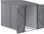 Outsunny 4.6' x 9' Steel Outdoor Storage Shed, Lean to Shed, Metal Tool House with Foundation Kit, Lockable Doors, Gloves and 2 Air Vents for Backyard, Patio, Lawn, Gray
