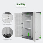 Macrout 50 Cu.Ft Plastic Outdoor Storage Cabinet with Shelves, 4.3 x 2.5 ft Waterproof Resin Outdoor Storage Shed with Floor, Lockable Vertical Shed for Garden and Patio