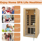 Far Infrared Home Sauna Mini Indoor Dry Personal Sauna Room,Hemlock Wood Sauna,with 1200W 5 Heating Panels, Heating Machine Equipment for Home Workout Yoga,Choice for Family（ 27.16x32.28x59 Inch）