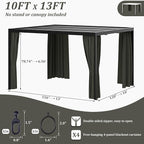 Gazebo Universal Replacement Privacy Curtain,10'×13' Gazebo Outdoor Waterproof Curtains, 4-Panels Sidewall Curtains with Double Zipper for Patio Canopy, Garden and Backyard (Curtain Only)