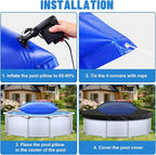 Pool Pillows for Closing Winter, 4x8 Feet Inflatable Air Pillow for Above Ground Pool, 0.4mm Thick Ultra Cold Resistant Swimming Pool Cover Pillow Kit with Ropes, Blue, 1 Pack