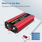SUNWHEEL 2000W Pure Sine Wave Inverter, 12V DC to 110V/120V AC Power Inverter for RV、Microwave、Off Grid、Truck、Refrigerator、Air Conditioner with 2 AC outlets and LCD Display