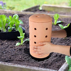 Underground Worm Farm Garden Red Pottery 11Inch vermicomposting Bin for use in Outdoor Gardening with Holes and Lid Outdoor Worm Compost Bin for Garden Beds & Home Use