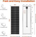 RICH SOLAR MEGA 100 Slim 100 Watt 12 Volt Monocrystalline Solar Panel for RV, Trailer, Motorhome