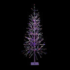 Alpine Corporation 65" H Indoor/Outdoor Pre-Lit Silver Foil Christmas Tree with Yard Stake and 360 LED Lights, Christmas Decoration