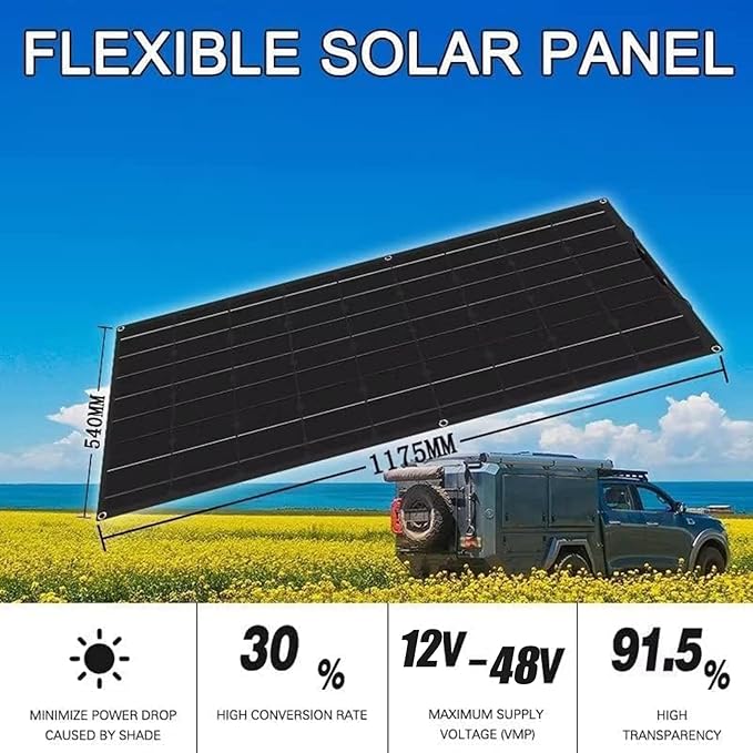 1200 Watt Flexible Solar Panel for RV, 2 × 600 Watt 12 Volt Solar Power Panel Kit Photovoltaic Module Monocrystalline Solar Panels for Camping Off Grid Car Battery Charging Boat
