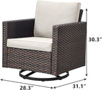 Outdoor Patio Swivel Rocker Chairs - Wicker Patio Swivel Rocking Chairs Set of 2 with Waterproof Wicker,Comfortable Cushions and Sturdy Metal Frame for Outside Porch Deck Backyard(Brown/Beige)