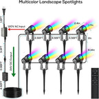 SUNTHIN Outdoor Landscape Lighting with Remote, RGBW Color Changing Spot Uplights, 8 Pack