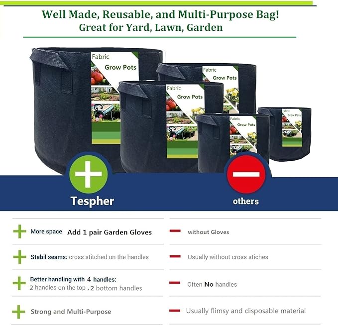 100 Gallon Large Raised Garden Bed Bag (40x20 inch) Big Garden Bag Sturdy Plant Grow Bag for Tomato,Potato Planter,Herb Veggies Planter Bag,Flower Bed,Yard Waste Bag,Lawn Debris Bag,Leaf Bag W/ Gloves