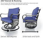 11 Pieces Modern Patio Furniture Set, All Weather Metal Outdoor Conversation Sets with Fire Pit Table for Backyard Garden Deck Porch Poolside, Blue