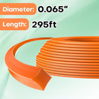 String Trimmer Line .065", 295 Feet Weed Eater String, Square Trimmer Line for Universal Replacement, Orange Premium Nylon String Trimmer Line for Light Grass&Weeds