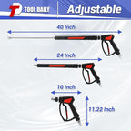 Tool Daily Pressure Washer Gun with 3/8" Swivel Quick Connect, Stainless Steel Internal Valve, Power Washer Extension Wand Replacement, M22-14mm, 5 Nozzle Tips with Holder, 5800 PSI