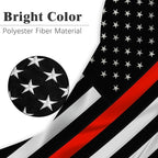 Embroidered Thin Red Line Firefighter Flag 3x5 Outdoor Fire Fighter Flags Polyester Fiber Fireman Flag Banner Bright Color with Durable Canvas Header and 2 Brass Grommets