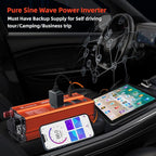 1000W Pure Sine Wave Inverter, Car Power Inverter, 12V DC to 110V AC Power Converter, Emergency Power Inverter with Type-C, Dual 5.2V/2.4A USB, 3AC Outlets for Home,Camping, RV, Truck, Vehicles