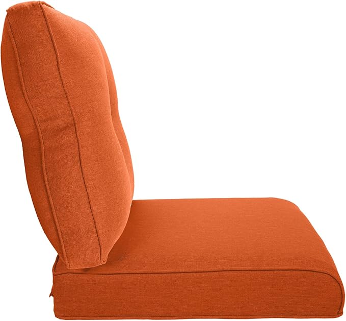Pop 22x25/22x24 Outdoor Cushions for Patio 5 Piece Set - Set of 5 Water-Repellent Replacement Cushion for Wicker Dining Rocking Swivel Chairs Loveseat Couch Sectional Sofa - Orange/Button