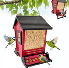 Squirrel Proof Bird Feeders for Outdoors Hanging, 5LB Capacity Metal Wild Birdfeeders Outside Hanging, Cardinal Bird Feeder Squirrel Proof as Various Finch Feeders for Outside(red)