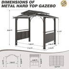 8x5Ft Hardtop Grill Gazebo,Double Tiered Roof BBQ Gazebo with 2 Side Shelves Metal Frame Grill Gazebos for Outdoor,Patio, Backyard, Garden