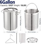 ARC 32QT Turkey Fryer Stainless Steel Stock Pot & 55,000 BTU Propane Burner Outdoor Deep Fryer, Stainless Steel Crawfish Boil Pot with Basket and Steamer Rack