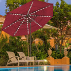 EliteShade USA 10-Year-Non-Fading Solar 9ft 3 Tiers Market Umbrella with 80 LED Lights Patio Umbrellas Outdoor Table with Ventilation,Burgundy